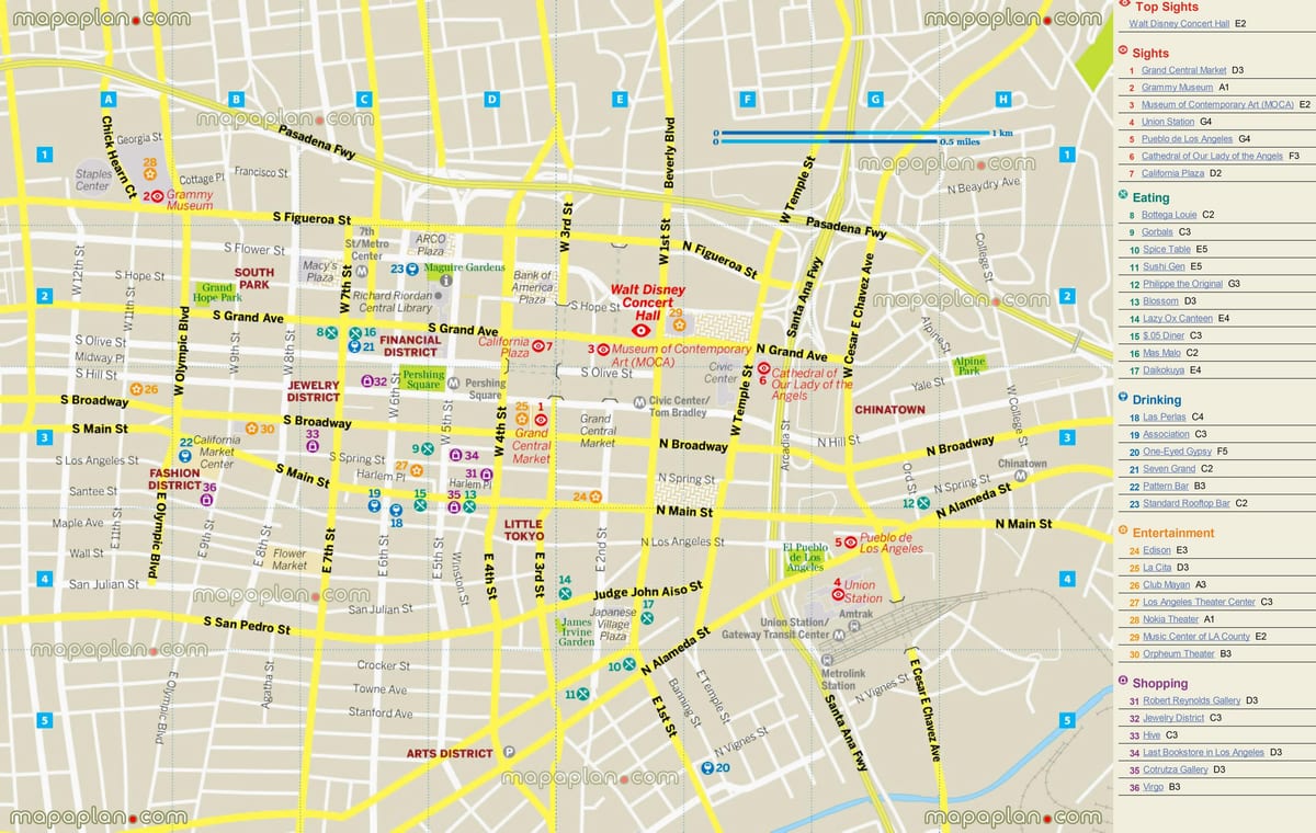 خريطة المطعم خريطة لوس أنجلوس