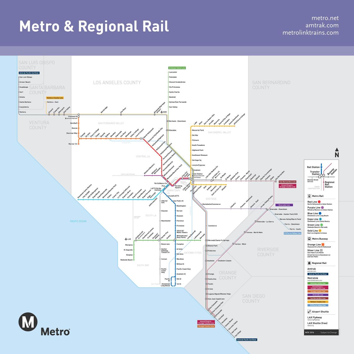 لوس أنجلوس السكك الحديدية خريطة