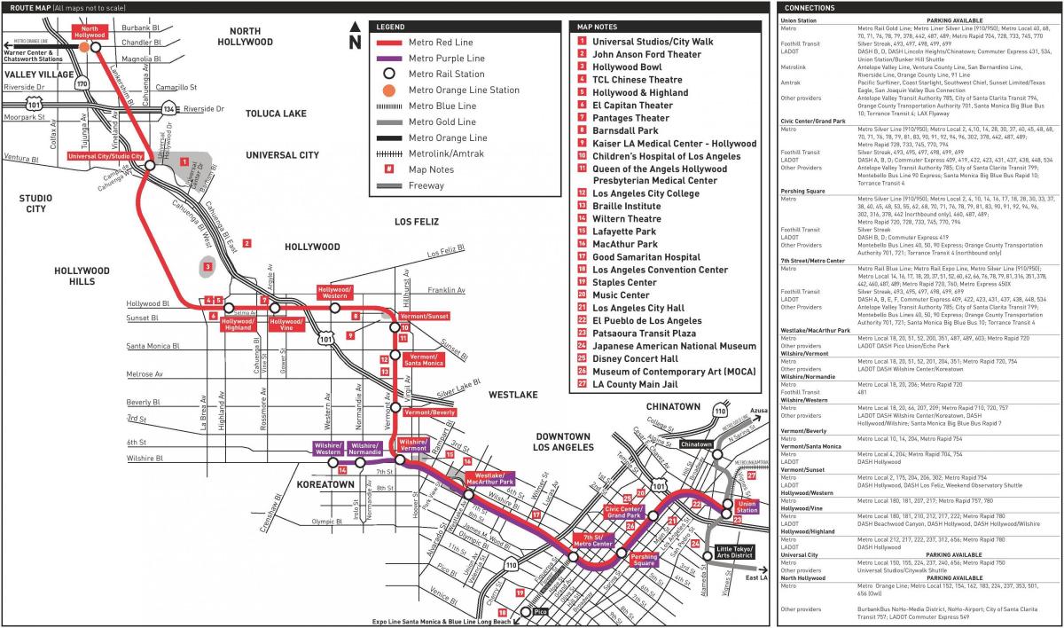 LA مترو الخط الأرجواني خريطة