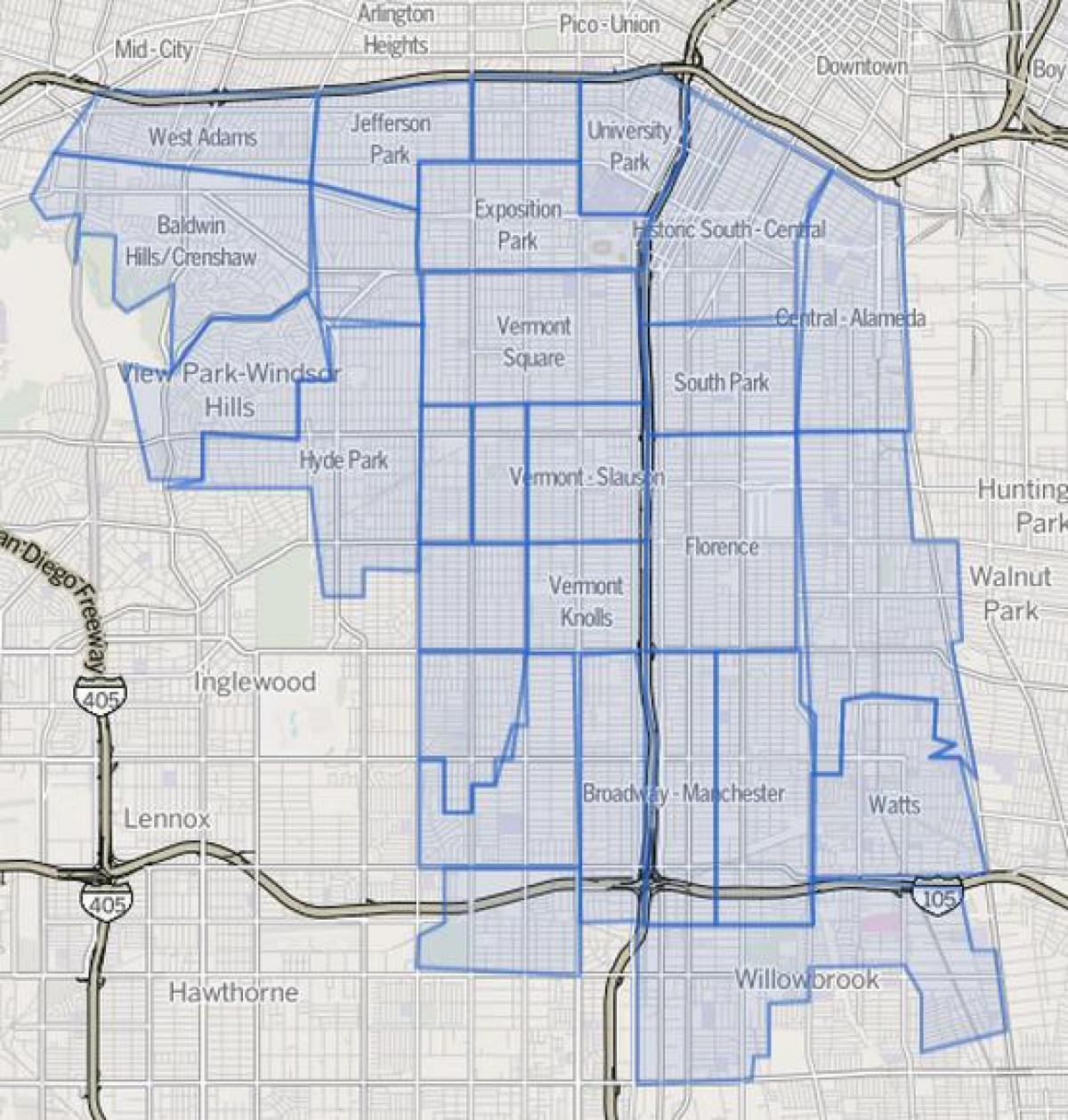 خريطة جنوب لوس أنجلوس 