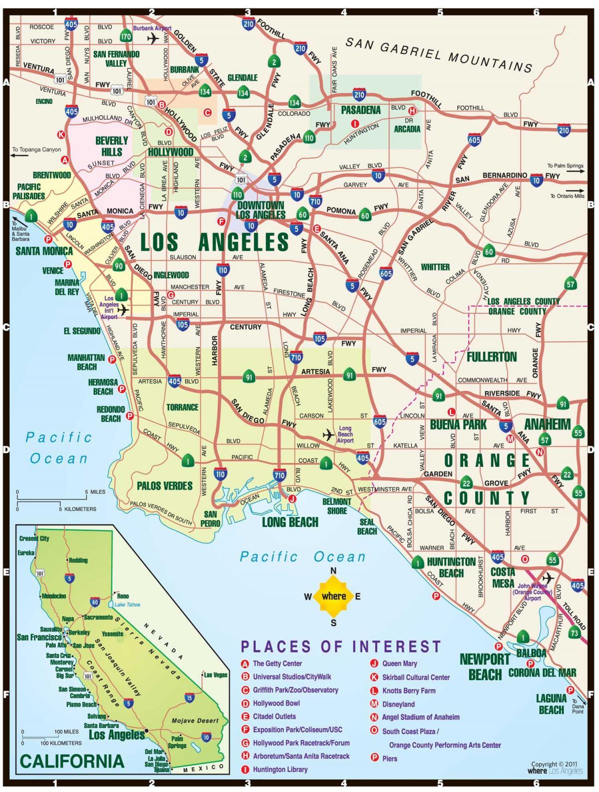 خريطة LA والمناطق المحيطة بها