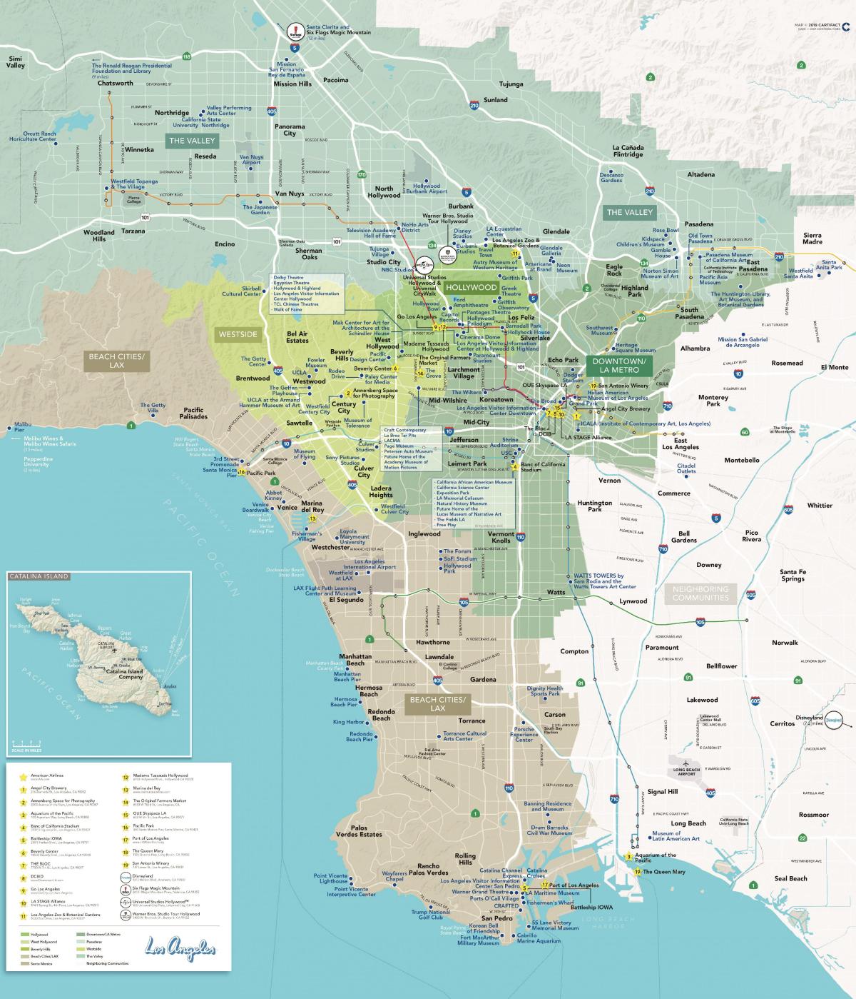 خريطة مفصلة من لوس أنجلوس كاليفورنيا
