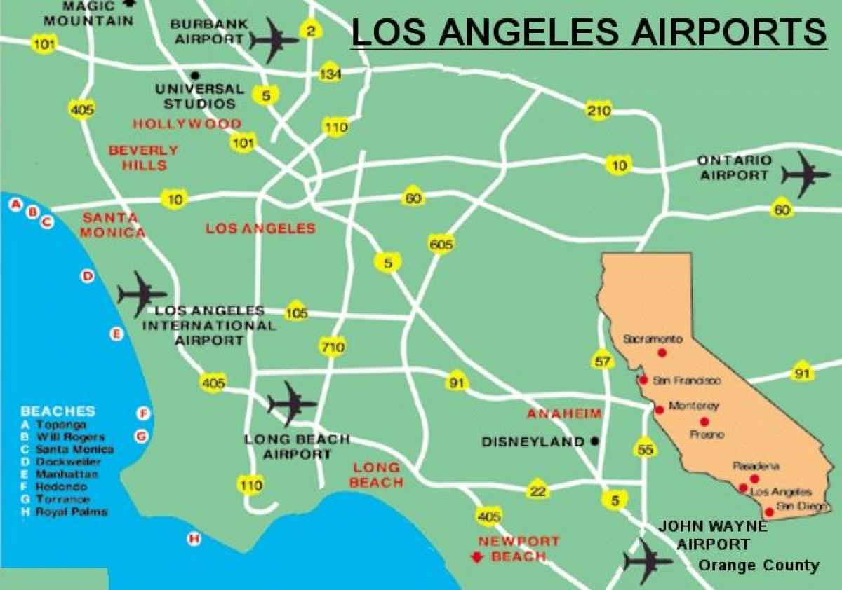 منطقة لوس انجليس المطارات خريطة