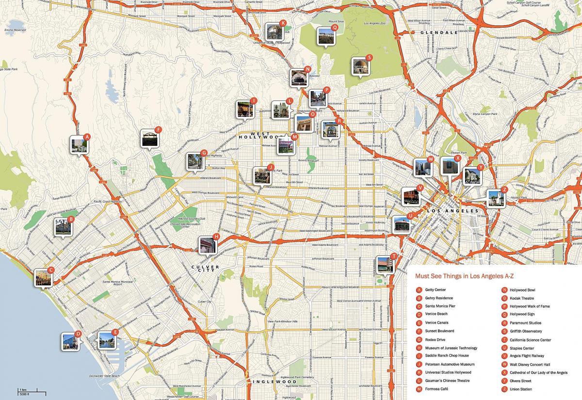 خريطة لوس أنجلوس المعالم