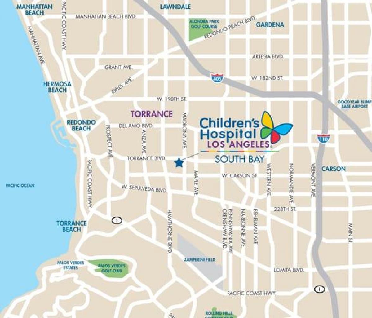 خريطة من مستشفى الأطفال في لوس أنجلوس