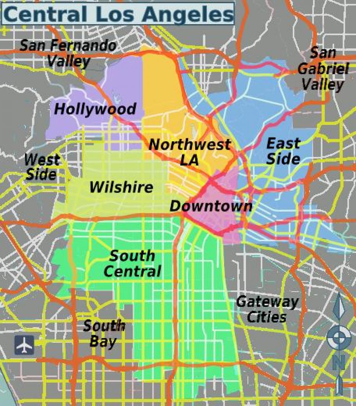خريطة وسط لوس أنجلوس