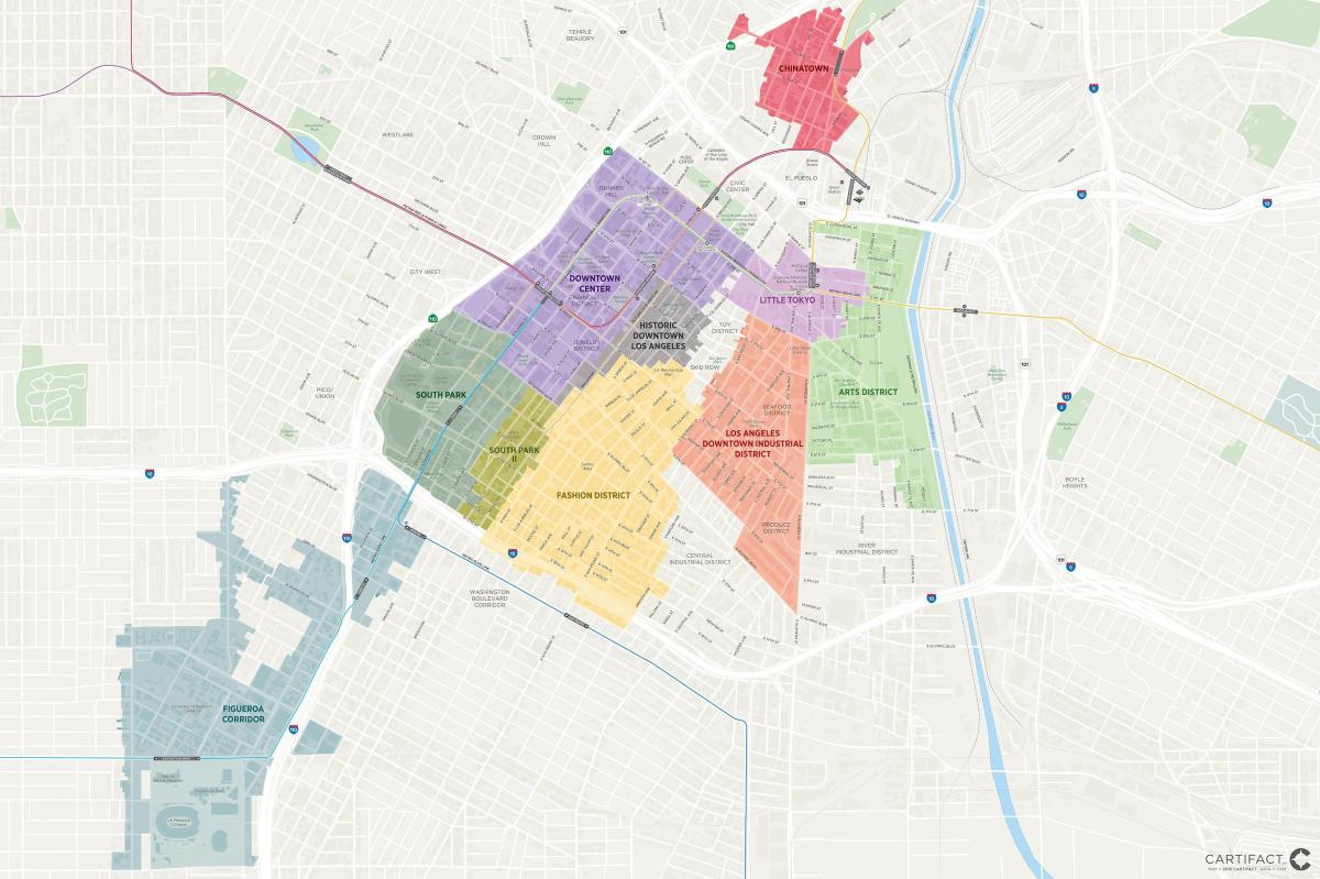خريطة وسط مدينة لوس أنجلوس المناطق 