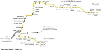 LA مترو خط الذهب خريطة